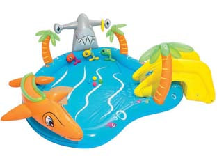 Piscina con giochi gonfiabile sea life +2 anni - cm.280x257x87 - peso Kg.5,900 (art.53067) - piscina con giochi realizzata in vinile spessore mm.0,27, cuscino gonfiabile sul fondo per un maggiore confort, comprende: 4 ...