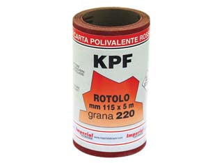 Carta resinata al corindone con supporto lattice kpf in miniroll - grana 180 - mt.5x mm.115h, polivalente rossa, cosparsione semichiusa, legante doppia resina, utilizzo: impiegabile a secco e ad umido, ...