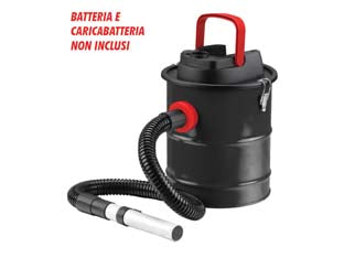 Aspiracenere lt.12 a batteria 18v only1 - BATTERIA E CARICABATTERIA NON INCLUSI, serbatoio in acciaio da lt.12, temperatura max della cenere 40C°, motore 110W, aspira...