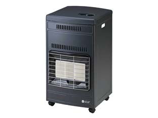 Stufa infrarossi a gas gpl ventilata 4200w grigia - misure cm.40,5x44,5x77h. peso kg.14,5 - EURO92T - bruciatore infrarossi 3 mattonelle in ceramica, regolazione potenza su tre livelli (mattonella singola, mattonella doppia, ma...