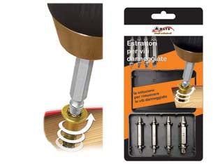 Estrattore per viti danneggiate serie pz.4 - acciaio 4341HSS, estrae viti con filetto danneggiato, 4 estrattori, misura da mm 3 a mm 12