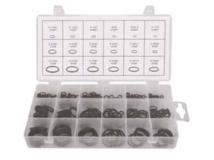 Guarnizioni o-ring assortite pz.125 - materiale NBR, assortimento da mm 3 a mm 22, valigetta plastica