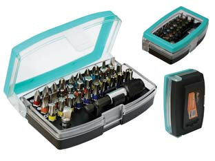 Inserti in serie pz.32 con valigetta - acciaio S2 nichelato, valigetta plastica, composizione: PH pz.4 PZ pz.4 T pz.4 H pz.4 TX pz.7 T pz.7, portainserti magnetico ...