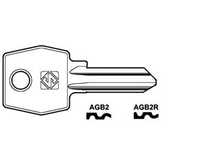Chiavi per cilindri agb 4 spine grandi - AGB2 DX - in ottone nichelato, profilo dorsato