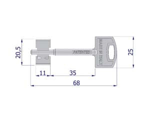 Chiave doppia mappa securmap11 - (OCV3XNISBOZ) - chiave brevettata Securmap 11 a duplicazione protetta, gambo mm. 35 per serrature ad infilare, per serrature per serrande e g...