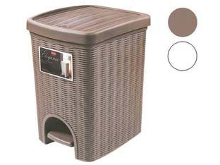 Pattumiera da bagno elegance in polipropilene lt.6 - cm.20,5x20,5x28h. - colore bianco - apertura a pedale- finitura rattan