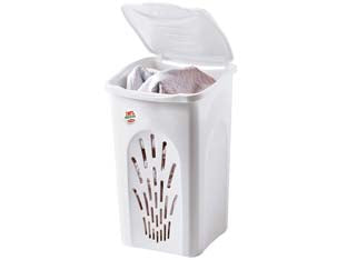 Portabiancheria linea primavera in polipropilene lt.50 - cm.37x37x56h. - colore bianco - pratico portabiancheria dalla linea armonica, versatile e maneggevole, può essere pulito facilmente e risulta essere molto re...