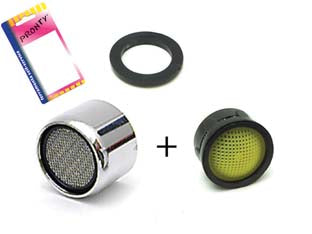 Aeratore femmina + filtro di ricambio per rubinetti in blister - in bl. pz.1+1 - in ottone cromato, fornito di guarnizione