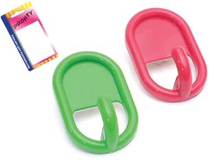 Ganci adesivi ovali in plastica in blister - mm.45, in bl. 2 pz. - colori assortiti