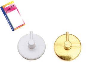 Gancio per bris bris tondo in metallo in blister - oro, in bl. 2 pz. - gancio adesivo con base e ramoino in metallo