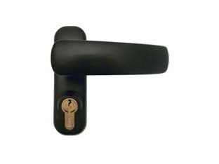 Maniglia esterna con cilindro antipanico 941 verniciata nero - (94021005) - comando esterno per dispositivi antipanico e di emergenza, maniglia e clindro 5 spine profilo europeo, quadro maniglia, viti ...