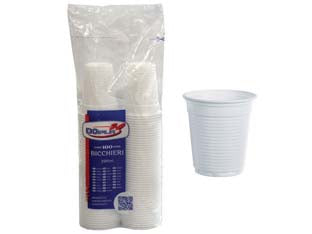 Bicchieri bianchi ml.200 confezione pz.100 - ml.200 - in plastica 100% riciclabile