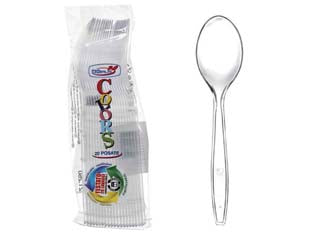 Cucchiai trasparenti pz.20 - in plastica, riutilizzabili, lavabili in lavastoviglie