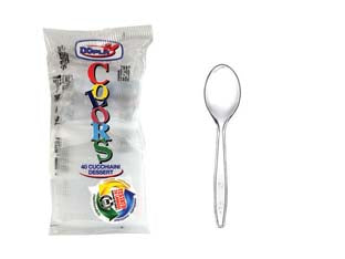Cucchiaini trasparenti pz.40 - in plastica, riutilizzabili, lavabili in lavastoviglie