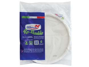 Piatti pizza reuse bianchi confezione pz.6 - ø mm.320 - riutilizzabili, lavabili in lavastoviglie