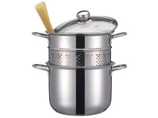 Pastaiola eatitaly in acciaio inox 18/10 - cm.20 - pentola con cestello in acciaio inox 18/10, fondo capsulato per induzione e coperchio in vetro con valvola di sfiato, ideale ...
