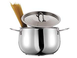 Pentola cuoci e scola love story - cm.21 - pentola in acciaio AISI 430 con coperchio forato, fondo per induzione