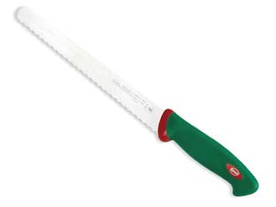 Coltello pane - cm.24 - coltello a lama semirigida e seghettata, ideale per affettare pane, focacce e pizze, manico ergonomico in materiale antiscivo...