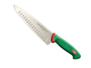 Coltello trinciante olivato - cm.21 - coltello trinciante rigido, per il taglio e il trito di verdura e frutta, manico ergonomico in materiale antiscivolo