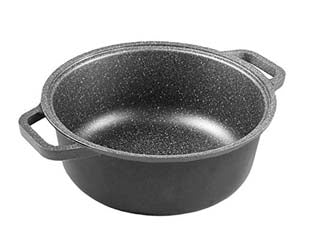 Casseruola linea granito hard stone - cm.20 - alluminio fuso alto spessore mm.6, rivestimento antiaderente HARD-STONE, maggiore durata, maggiore resistenza