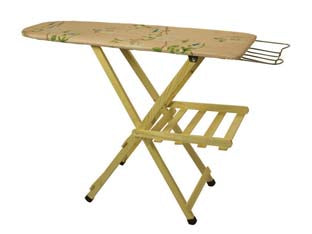 Asse da stiro con poggiapanni in legno e poggiaferro in metallo - cm.35x110 - piano stiro in doghe di pino e poggiaferro in metallo, altezza regolabile, 3 posizioni di stiro