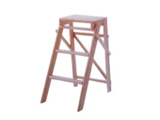 Scala 3 gradini in legno colore naturale - pianetto e gradini con lavorazione antiscivolo, richiudibile