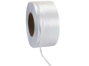 Reggetta macchinabile - mm.12x06 - reggia in polipropilene bianca in bobina da mt.2500, foro bobina ø cm.20