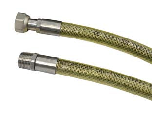 Tubo gas flessibile in acciaio inox con guanina mf - cm.100 - attacco MF 1/2', EN 14800, per allaccio apparecchi domestici alimentati a gas naturale di tipo 2 e gpl
