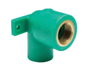 Curva 90° con staffa filettata femmina in ppr pn25 - F ø mm.20x1/2' - filettatura in ottone, con staffa, in PPR, PN25
