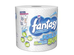 Bobina carta asciugatutto jolly 500 2 veli - speciale trama resisti e assorbi, 360 strappi, lunghezza strappo cm.21, ø cm.24x22h., ideale per casa, auto, garage e lavoro