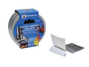 Nastro adesivo isolante in fibra di vetro + alluminio alte temperature - mm.50 x 3 mt. - in fibra di vetro con alluminio, resiste fino a 550°