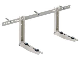 Staffa per climatizzatori portata kg.150 - cm.50x36x80 - portata kg.150 - in acciaio pre-zincato spessore mm.1,5 + verniciatura epossidica RAL 9002 per esterni, supporti cm.36x50, traversa cm.80, acc...