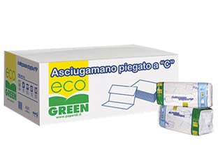 Carta asciugamani piegata a c eco - colore bianco - carta ecologica, microgoffrata, reciclata, 1 velo, 150 fogli a confezione, dimensione foglio cm.23x33