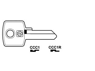 Chiavi per cilindri ccc 4 spine grandi - CCC1 DX - in ottone nichelato, utilizzo principale: per cilindri per mobili