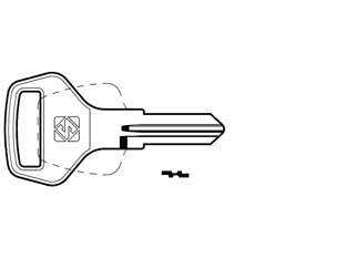 Chiavi per cilindri cash box 5 spine piccole cax1r - CAX1R - in ottone nichelato, utilizzo principale: per cassette postali