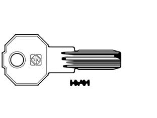 Chiavi punzonate per cilindri prefer 4+4 spine pf22 - PF22 - in ottone nichelato, profilo dorsato, per cilindri di sicurezza