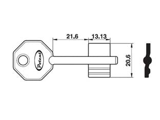 Chiave grezza doppia mappa 1650 r1 - in ottone nichelato, adatta per serratura doppia mappa serranda centrale 1600