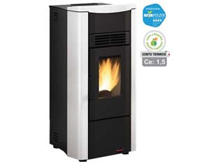 Stufa a pellet giusy evo 2.0 7 kw bianca (conto termico) - misure cm.49,8x50,4x102,20h. - peso Kg.83 - 2,8/8,0 Kw potenza termica globale, 3,0/7,0 Kw potenza nominale utile per mc.201 riscaldabili, rendimento 90,0%-91,0%, consum...