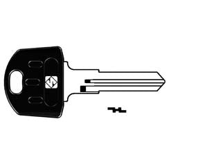 Chiavi per cilindri abus ab65rap - AB65RAP SX - in ottone nichelato, testa plastica, utilizzo principale: antifurti ciclomotori, motociclette, biciclette