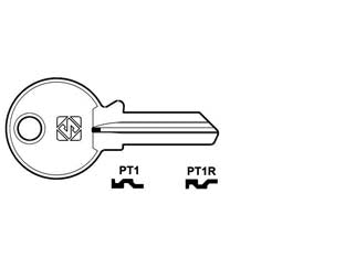 Chiavi per cilindri potent - PT1R DX - in ottone nichelato, utilizzo principale: per cilindri per mobili