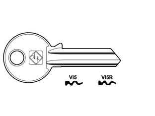 Chiavi per cilindri viro 5 spine grandi - VI5R SX - in ottone nichelato, profilo dorsato
