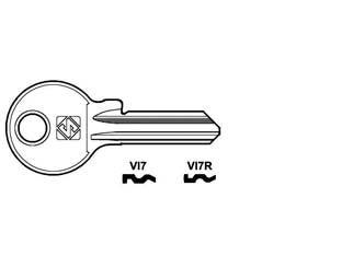 Chiavi per cilindri viro 5 spine piccole - VI7R SX - in ottone nichelato, profilo dorsato, utilizzo principale: per lucchetti e cilindri per mobili