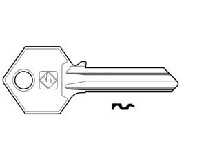 Chiavi per cilindri yale 6 spine grandi ya31 in acc. nich. - YA31 DX - in acciaio nichelato, profilo dorsato