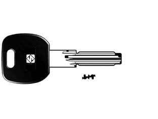 Chiavi punzonate per cilindri cisa 6+7 spine cs116p - CS116P - in ottone nichelato, profilo dorsato, testa in plastica, per cilindri di sicurezza