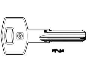Chiavi punzonate per cilindri mul-t-lock 10 spine mtk8rp - MTK8RP - in alpacca, profilo dorsato, testa in plastica, per cilindri di sicurezza