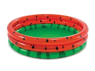 Piscina gonfiabile anguria tre anelli +2 anni - cm.168x38h. - peso kg.2,17 (58448) - in vinile spessore plastica anelli mm.0,23 fondo mm.0,18, capienza lt.581, kit corredo di riparazione