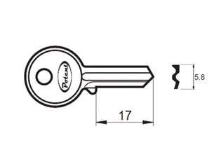 Chiave grezza k2725 r1 - in ottone nichelato, per lucchetti 2725