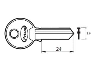 Chiave grezza c-1650 r1 - in ottone nichelato, adatta per serrature serranda C-1600, C-1640