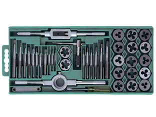 Maschi e filiere in serie 40 pezzi - acciaio al carbonio, maschi e filiere da 3 a 12 MA, 1 porta filiere mm.25, 1 giramaschi M3/M12, 1 cacciavite, 1 chiave a T ...