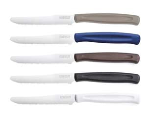 Coltello dinamik da tavola lama dentata - marrone, lunghezza lama cm.11 (1023397) - punta arrotondata con dentatura speciale larga e delicata disegnata appositamente per tagliare tutti i cibi cotti e crudi